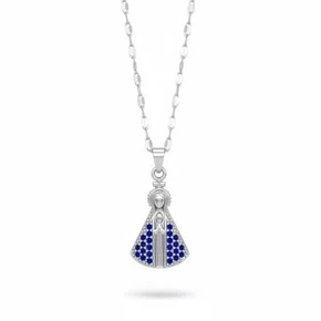 Corrente aço Inoxidável Fina Nossa Senhora Aparecida com Strass - Prata