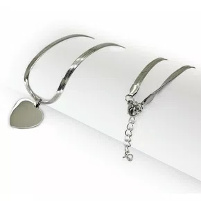 Corrente aço Inoxidável Grossa Prata Laminada Coração