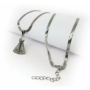 Corrente aço Inoxidável Grossa Prata Laminada Nossa Senhora Aparecida