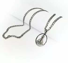 Corrente aço Inoxidável Grossa  Redonda Nossa Senhora Aparecida - Prata