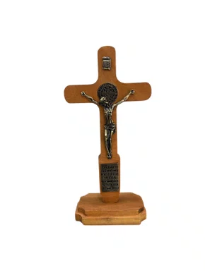 Crucifixo de Madeira Placa São Bento - 19cm Ref:05