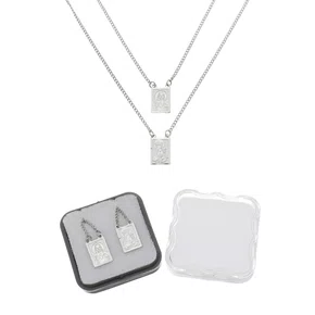 Escapulário de Aço Inoxidável Caixinha Prata Nossa Senhora do Carmo