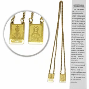 Escapulário de Aço Inoxidável Dourado Nossa Senhora Aparecida