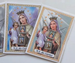 Escapulário de Aço Inoxidável Nossa Senhora Carmo Cartela - 6 Unidades