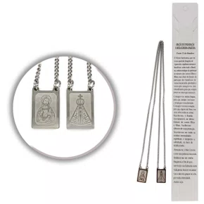 Escapulário de Aço Inoxidável Prata Nossa Senhora Aparecida