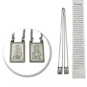 Escapulário de Aço Inoxidável Prata Nossa Senhora do Carmo