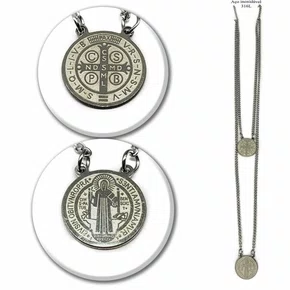 Escapulário de Aço Inoxidável Prata São Bento