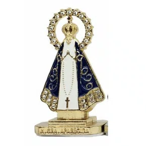 Imagem Metal com Adesivo Aparecida com Coroa: Branco e Dourada - Grande