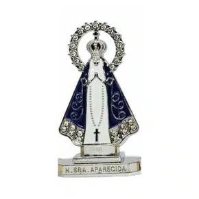 Imagem Metal com Adesivo Aparecida com Coroa: Branco e Prata - Grande