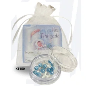 Kit Batismo: TAG + Porta Terço + Dezena - Azul