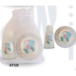 Kit Batismo: Tercinho + Porta Água - Azul