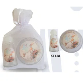 Kit Batismo: Tercinho + Porta Água - Rosa