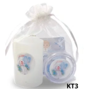 Kit Batismo: Vela Votiva + Porta Terço + Dezena - KT3