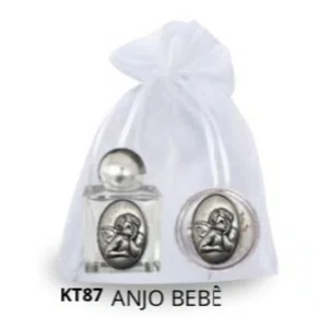 Kit Porta Água Benta + Porta Terço + Dezena - Anjo Bebê