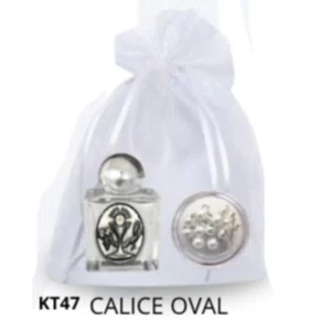 Kit Porta Água Benta + Porta Terço + Dezena - Calice Oval