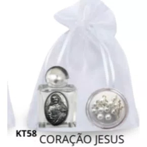 Kit Porta Água Benta + Porta Terço + Dezena - Coração Jesus