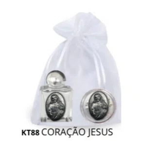 Kit Porta Água Benta + Porta Terço + Dezena - Coração Jesus