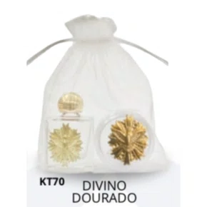 Kit Porta Água Benta + Porta Terço + Dezena - Divino Dourado