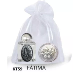 Kit Porta Água Benta + Porta Terço + Dezena - Fátima