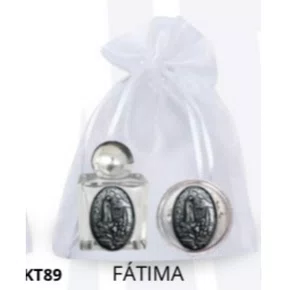 Kit Porta Água Benta + Porta Terço + Dezena - Fátima