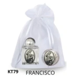 Kit Porta Água Benta + Porta Terço + Dezena - Francisco