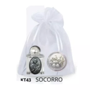 Kit Porta Água Benta + Porta Terço + Dezena - Socorro