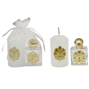 Kit Vela Votiva + Porta Água Benta Divino - Dourado