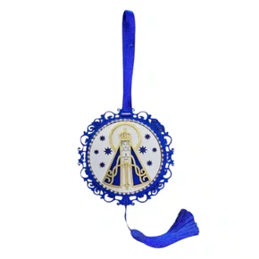 Mandala Estilizada Com Strass Nossa Senhora Aparecida - Cor: Azul