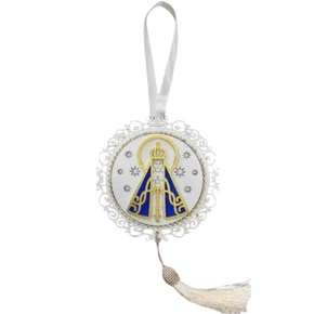 Mandala Estilizada Com Strass Nossa Senhora Aparecida - Cor: Branco