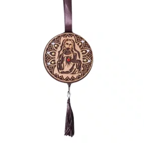 Mandala Estilizada Com Strass Sagrado Coração de Jesus - Marrom