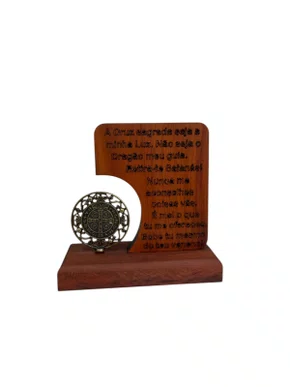 Placa De Madeira São Bento com Oração Imagem de Fundição P