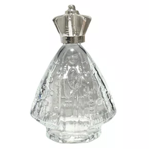 Porta Água Benta Nossa Senhora Aparecida Coroa Prata Vidro M - 60ML