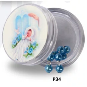 Porta Terço Acrílico + Mini Tercinho - Santo Anjo Azul