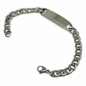 Pulseira aço Inoxidável prata placa