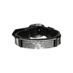 Pulseira de Couro - Placa Pai Nosso