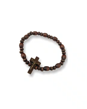 Pulseira De Madeira Elástico cruz - 12 Unidades