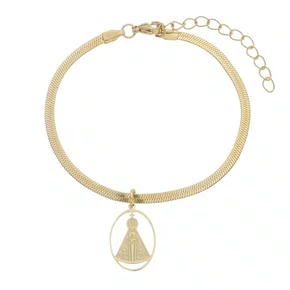 Pulseira de Nossa Senhora Aparecida Redondo em Inox - Dourado