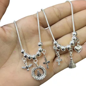 Pulseira Folheada Berloque Mod 2 Prata - 6 unidades