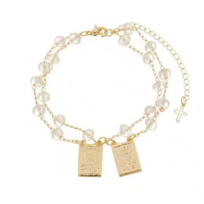 Pulseira Folheada Escapulário Cristal -  Transparente