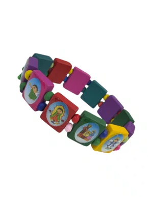 Pulseira Infantil Madeira Colorida Elástico - 12 unidades