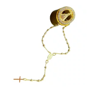 Relicário com Terço Folheado - Dourado