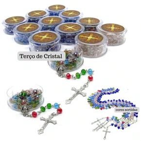 Terço De Cristal São Bento Caixinha - 6 Unidades