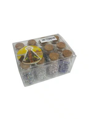 Terço de Cristal Vidro Rolha Nossa Senhora Aparecida Prata - 12 Unidades