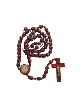 Terço de Madeira com Fecho São Bento - 6 Unidades