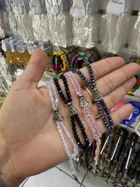 Terço De Pulso Cordão de Cristal Aparecida - 12 Unidades