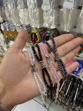 Terço De Pulso Cordão de Cristal São Bento - 12 Unidades