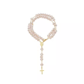 Terço De Pulso Folheado Cristal Basico - Rosa