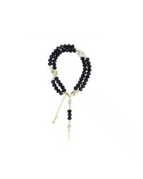 Terço De Pulso Folheado Cristal - Preto