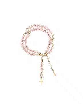 Terço De Pulso Folheado Cristal - Rosa