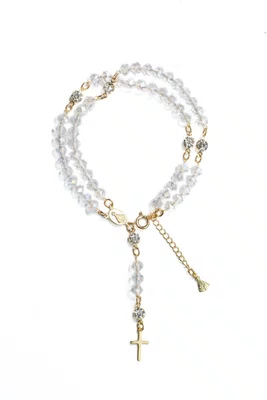 Terço De Pulso Folheado Cristal - Transparente